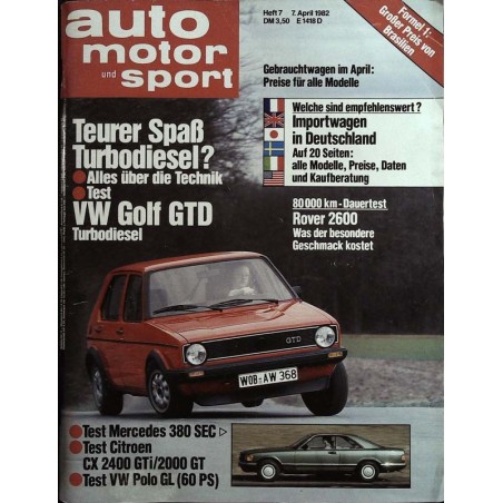 auto motor & sport Heft 7 / 7 April 1982 - VW Golf GTD