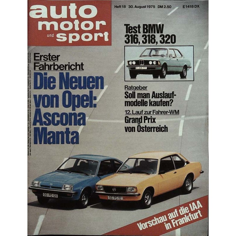 auto motor & sport Heft 18 / 30 August 1975 - Die neuen von Opel