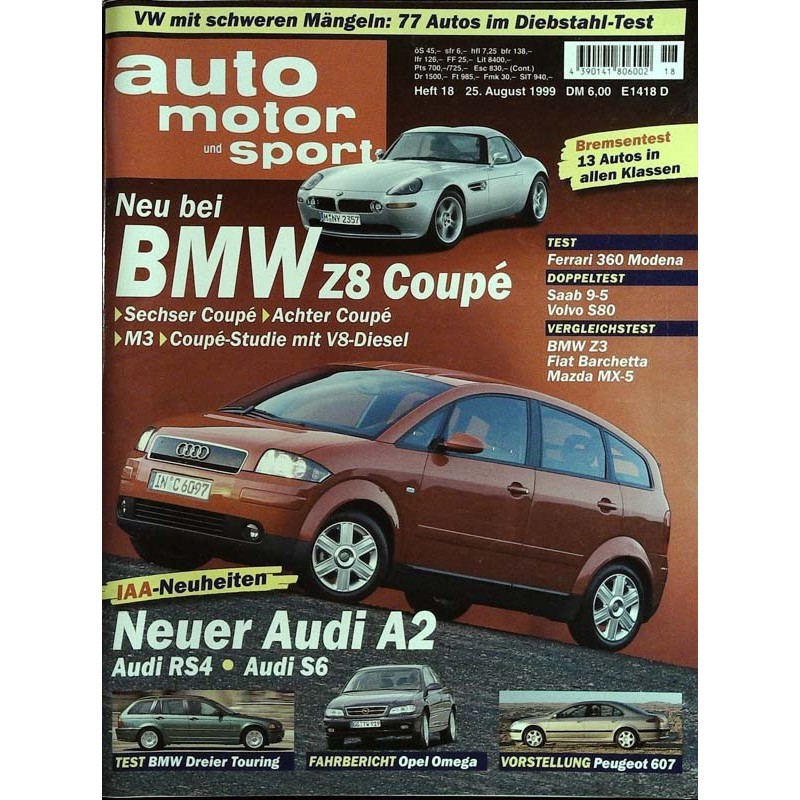 auto motor & sport Heft 18 / 25 August 1999 - BMW Z8 Coupe