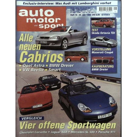 auto motor & sport Heft 16 / 29 Juli 1998 - Neue Cabrios