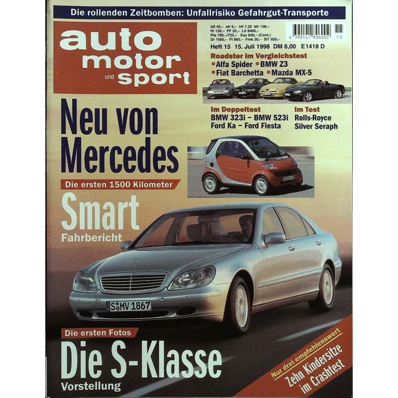 auto motor & sport Heft 15 / 15 Juli 1998 - Die S-Klasse