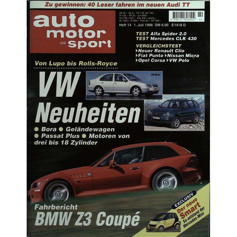 auto motor & sport Heft 14 / 1 Juli 1998 - VW Neuheiten