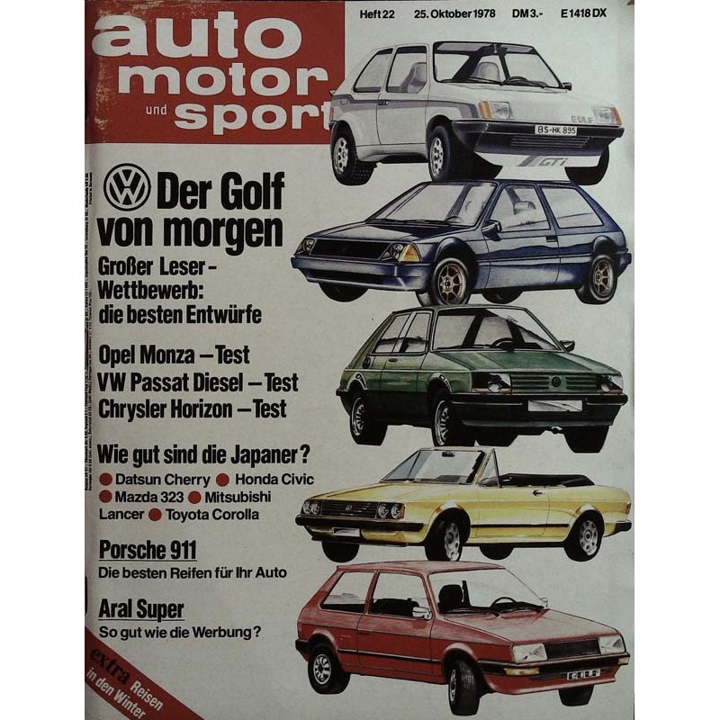 auto motor & sport Heft 22 / 25 Oktober 1978 - Der Golf