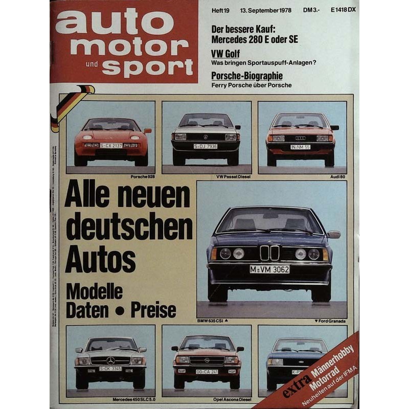 auto motor & sport Heft 19 / 13 September 1978 - Deutsche Autos
