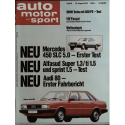auto motor & sport Heft 18 / 30 August 1978 - Neuer Audi 80