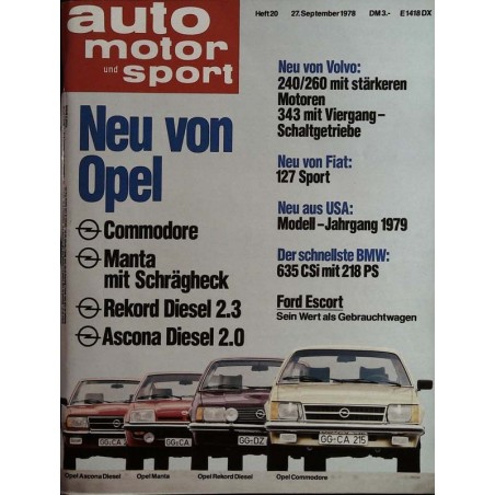 auto motor & sport Heft 20 / 27 September 1978 - Neu von Opel