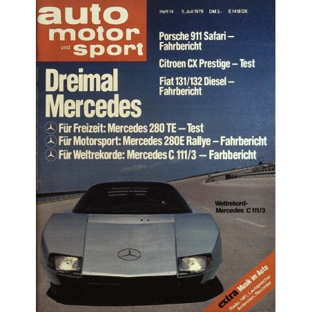 auto motor & sport Heft 14 / 5 Juli 1978 - Mercedes C 111/3
