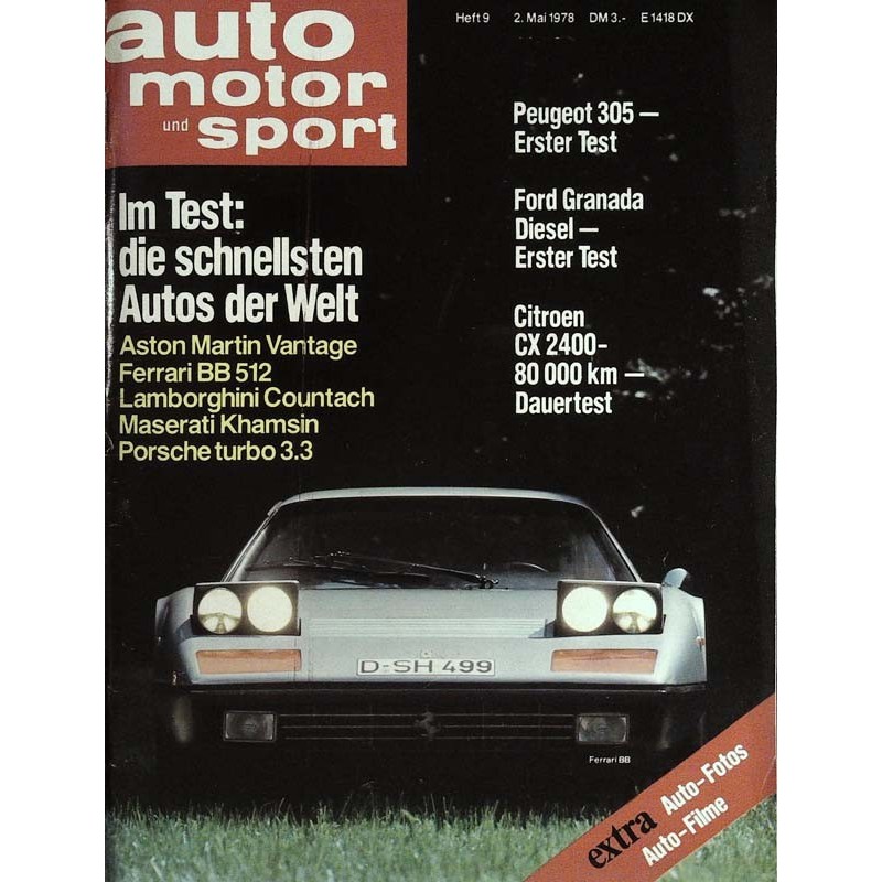 auto motor & sport Heft 9 / 2 Mai 1978 - Ferrari BB 512
