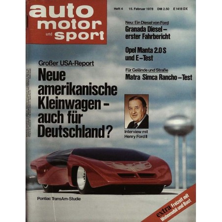 auto motor & sport Heft 4 / 15 Februar 1978 - Pontiac TransAm