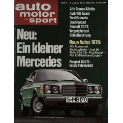 auto motor & sport Heft 1 / 4 Januar 1978 - Ein Mercedes
