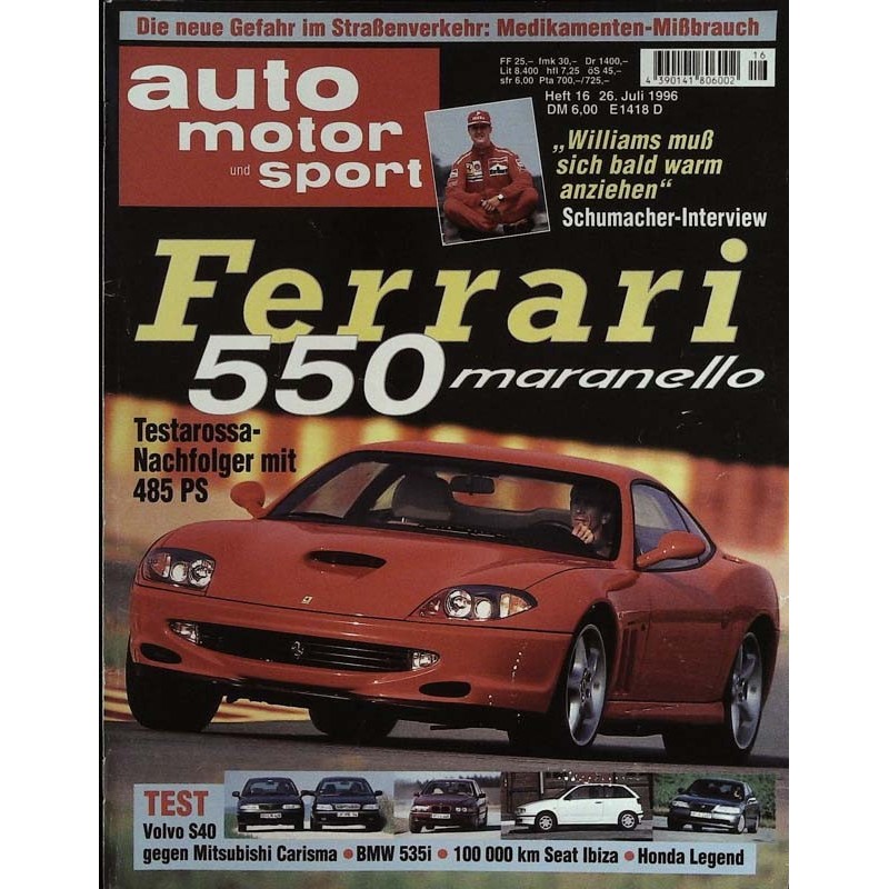 auto motor & sport Heft 16 / 26 Juli 1996 - Ferrari 550 Maranello