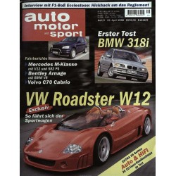 auto motor & sport Heft 9 / 22 April 1998 - VW Roadster W12