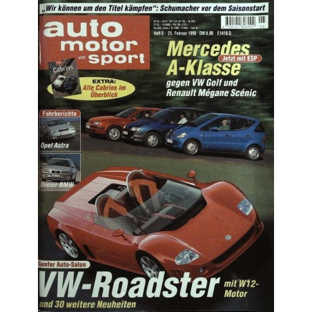 auto motor & sport Heft 5 / 25 Februar 1998 - VW-Roadster