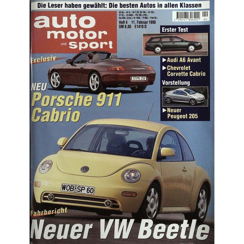auto motor & sport Heft 4 / 11 Februar 1998 - Porsche 911 Cabrio