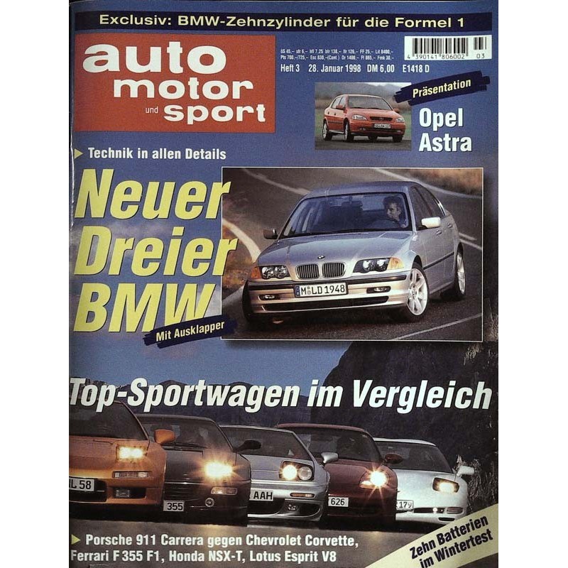 auto motor & sport Heft 3 / 28 Januar 1998 - Top-Sportwagen