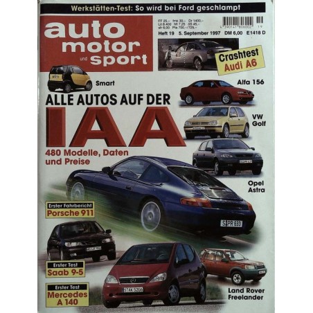 auto motor & sport Heft 19 / 5 September 1997 - IAA, alle Autos