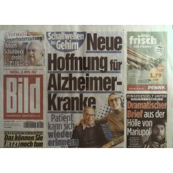 Bild Zeitung Freitag, 22 April 2022 - Alzheimer-Kranke