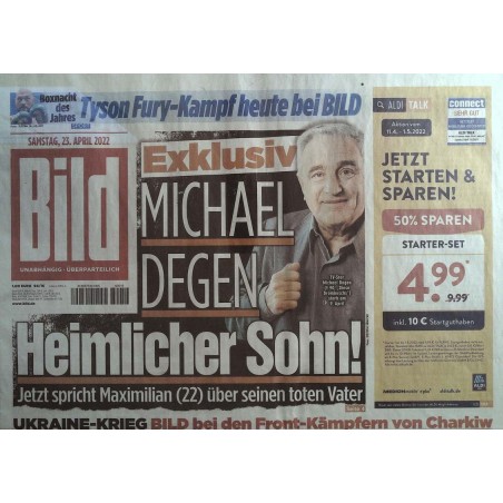 Bild Zeitung Samstag, 23 April 2022 - Michael Degen