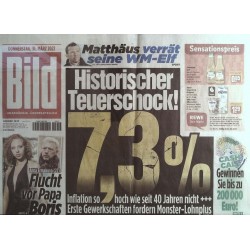 Bild Zeitung Donnerstag, 31 März 2022 - Inflation 7,3 Prozent