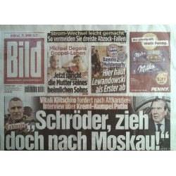 Bild Zeitung Montag, 25 April 2022 - Altkanzler Schröder