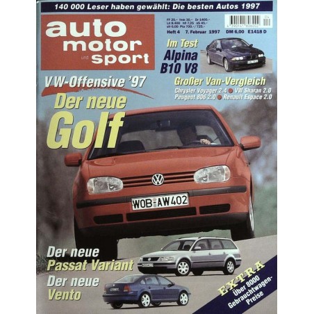 auto motor & sport Heft 4 / 7 Februar 1997 - Der neue Golf