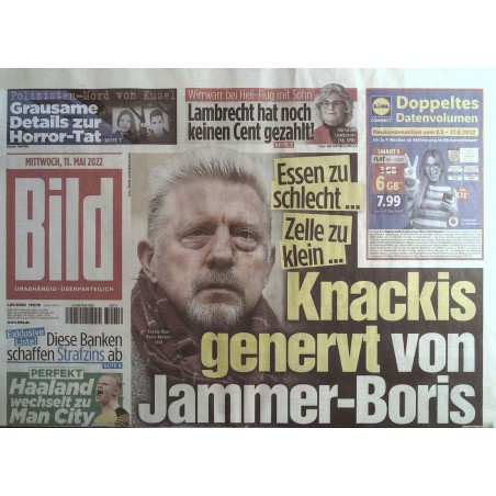 Bild Zeitung Mittwoch, 11 Mai 2022 - Jammer-Boris