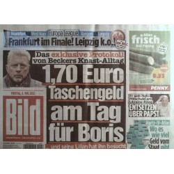 Bild Zeitung Freitag, 6 Mai 2022 - Taschengeld für Boris Becker