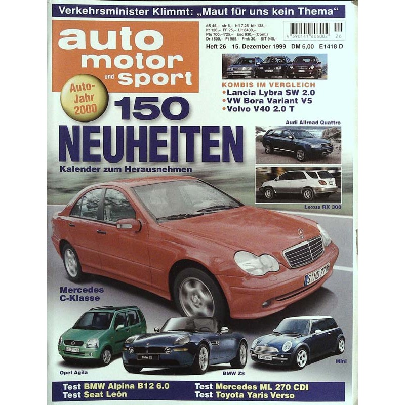 auto motor & sport Heft 26 / 15 Dezember 1999 - Autojahr 2000