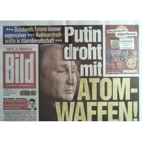 Bild Zeitung Montag, 28 Februar 2022 - Atom-Waffen