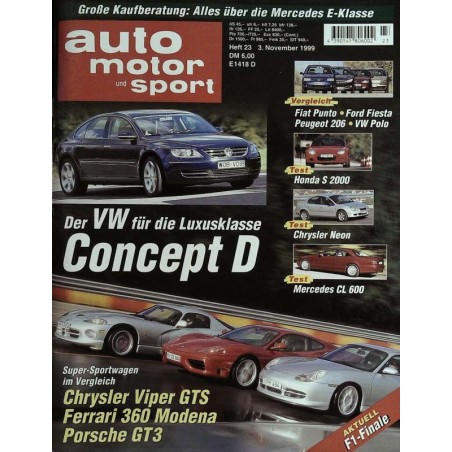 auto motor & sport Heft 23 / 3 Nov. 1999 - Super-Sportwagen