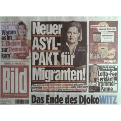 Bild Zeitung Montag, 17 Januar 2022 - Neuer Asyl-Pakt
