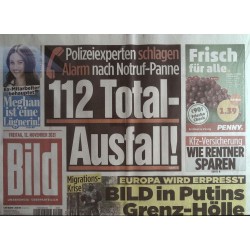 Bild Zeitung Freitag, 12 November 2021 - 112 Total Ausfall!