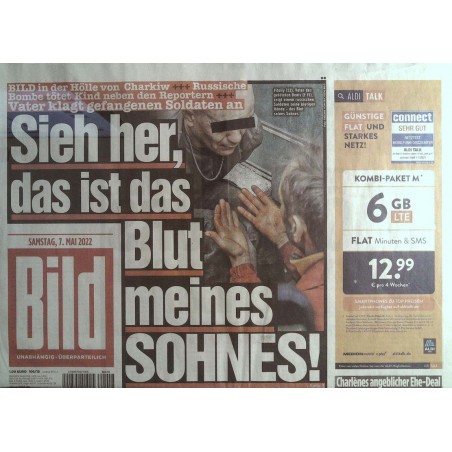 Bild Zeitung Samstag, 7 Mai 2022 - Blut meines Sohnes