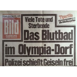 Bild Zeitung Mittwoch, 6 September 1972 - Blutbad im Olympia-Dorf