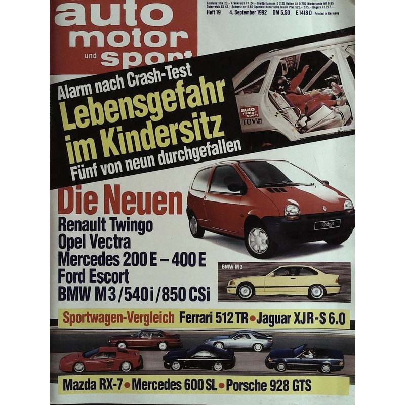 auto motor & sport Heft 19 / 4 September 1992 - Die Neuen