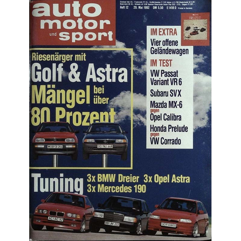 auto motor & sport Heft 12 / 29 Mai 1992 - Riesenärger...