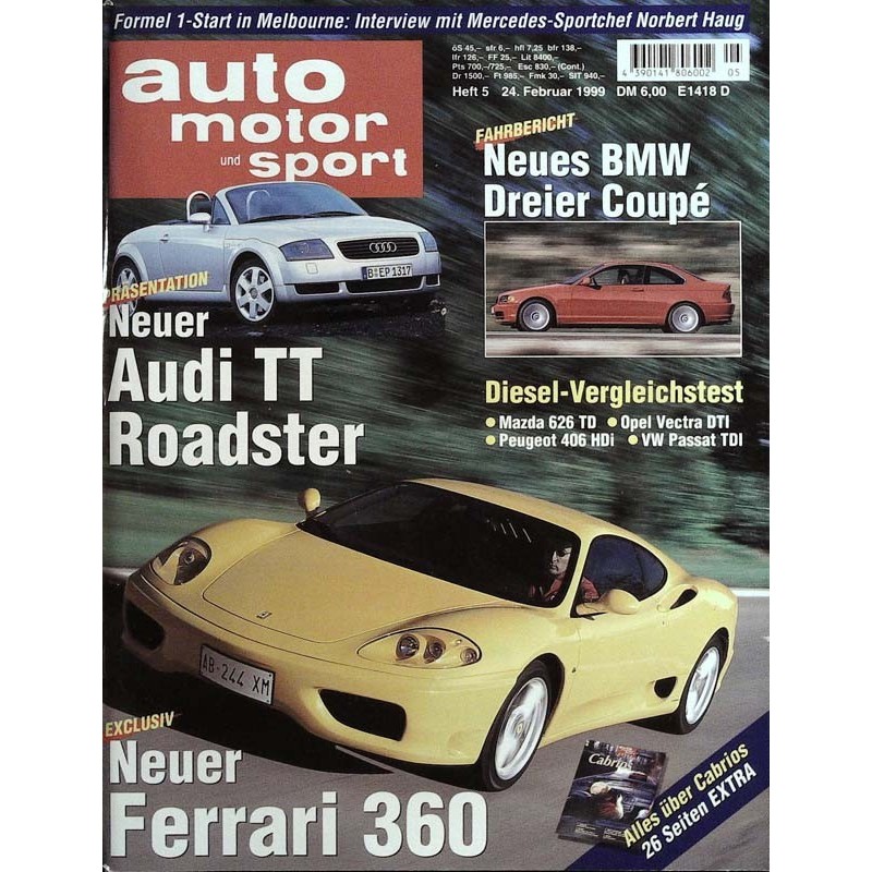 auto motor & sport Heft 5 / 24 Februar 1999 - Ferrari 360