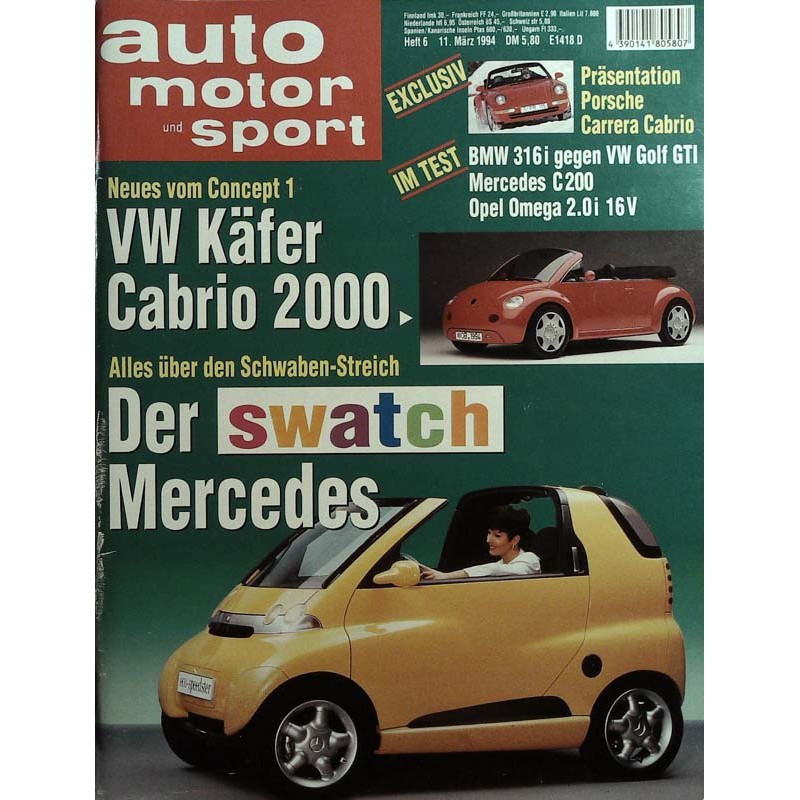 auto motor & sport Heft 6 / 11 März 1994 - Swatch Mercedes