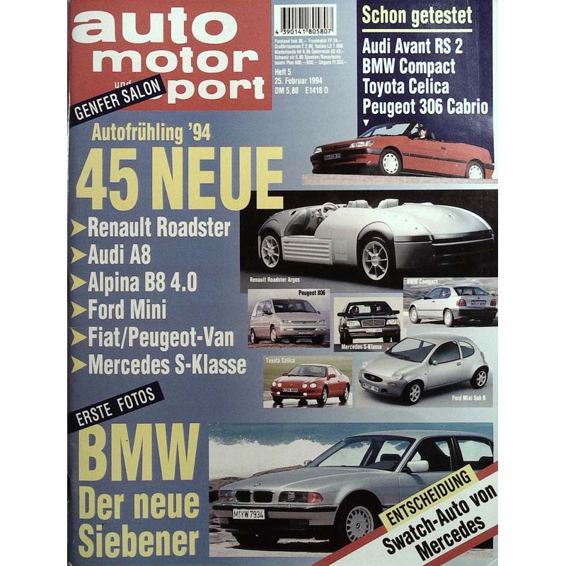 auto motor & sport Heft 5 / 25 Februar 1994 - 45 Neue