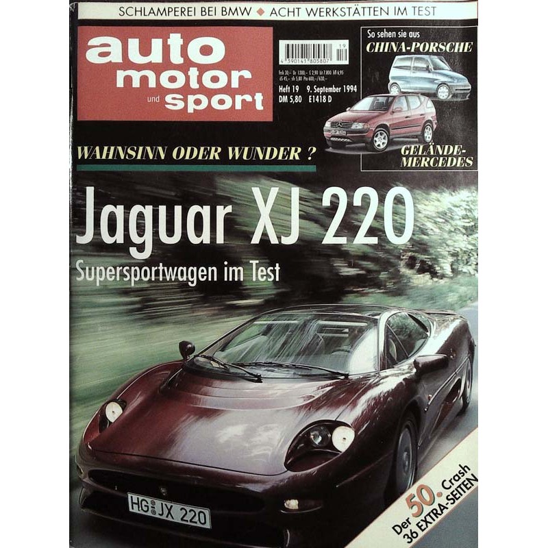 auto motor & sport Heft 19 / 9 September 1994 - Jaguar XJ 220