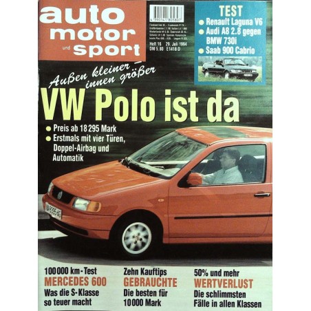 auto motor & sport Heft 16 / 29 Juli 1994 - VW Polo ist da