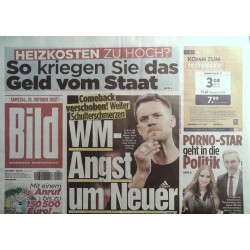 Bild Zeitung Samstag, 29 Oktober 2022 - Manuel Neuer