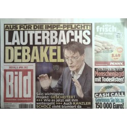Bild Zeitung Freitag, 8 April 2022 - Lauterbachs Debakel