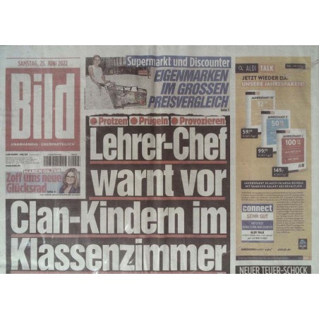 Bild Zeitung Samstag, 25 Juni 2022 - Clan Kinder