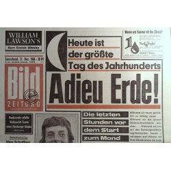 Bild Zeitung Sonnabend, 21 Dezember 1968 - Adieu Erde!