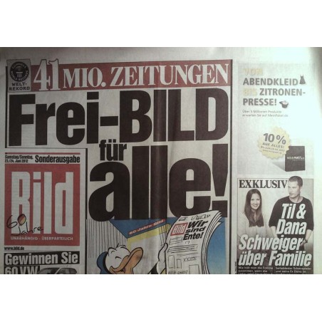 Bild Zeitung Samstag/Sonntag, 23./24. Juni 2012 - Frei Bild