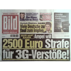 Bild Zeitung Mittwoch, 24 November 2021 - 3G-Verstöße!