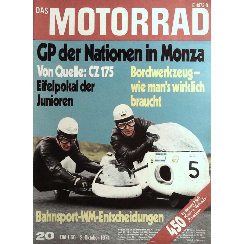 Das Motorrad Nr.20 / 2 Oktober 1971 - Gespann Weltmeisterschaft