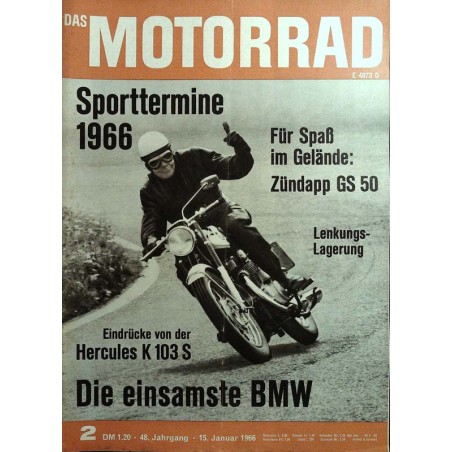 Das Motorrad Nr.2 / 15 Januar 1966 - Die einsamste BMW