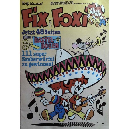 Fix und Foxi 29 Jahrg. Band 27 / 1981 - Bastelbogen